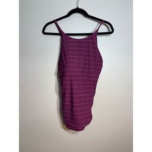 CALIA by Carrie Underwood Womens XL Purple Striped High Neck Tankini Swim Top